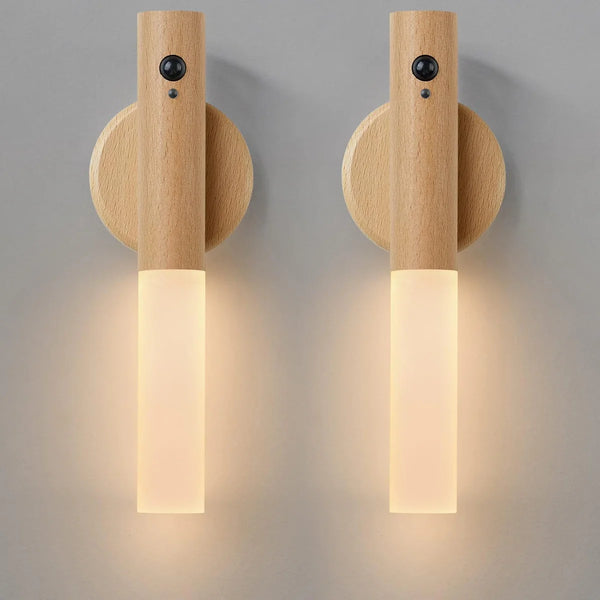 Led Wood Night Light Pir Motion Sensor Magnetic Wall Lamp