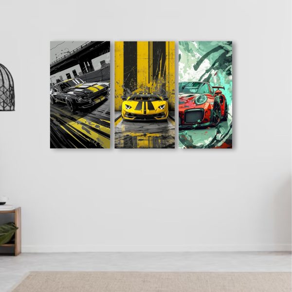 Set Of 3 Cars Art Wooden Frames