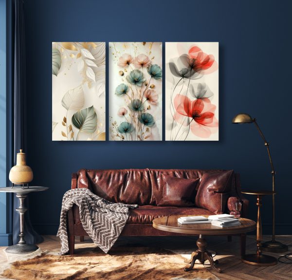 Set Of 3 Flowers Art Wooden Frames