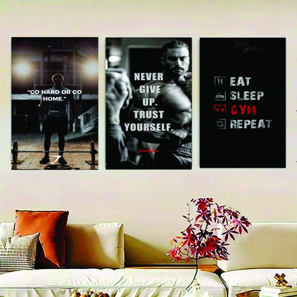 Set Of 3 Gym Sticky Canvas Photo Tiles