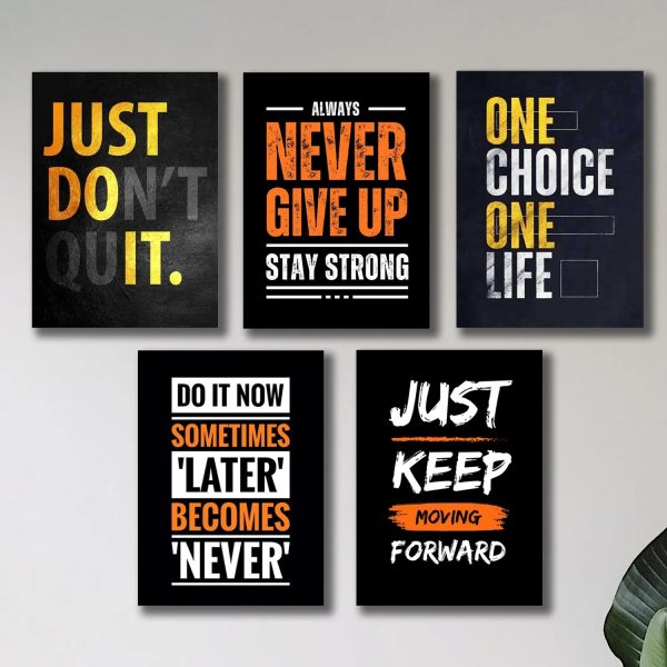 Set Of 5 Motivational Metal Art Frames