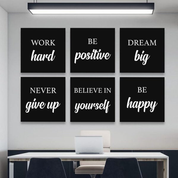 Set Of 6 Motivational Wooden Canvas Frames